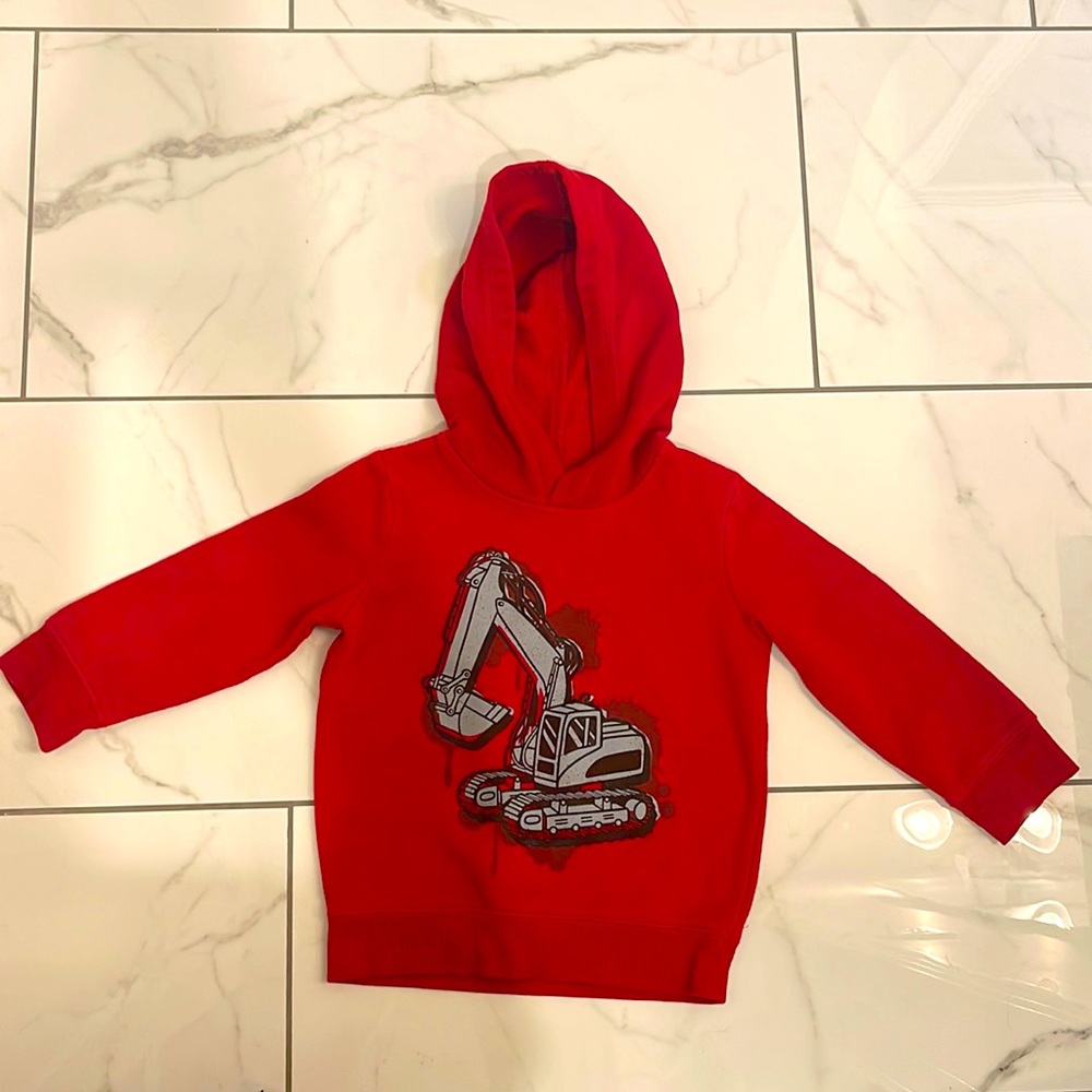 Boys red construction hoodie 3t